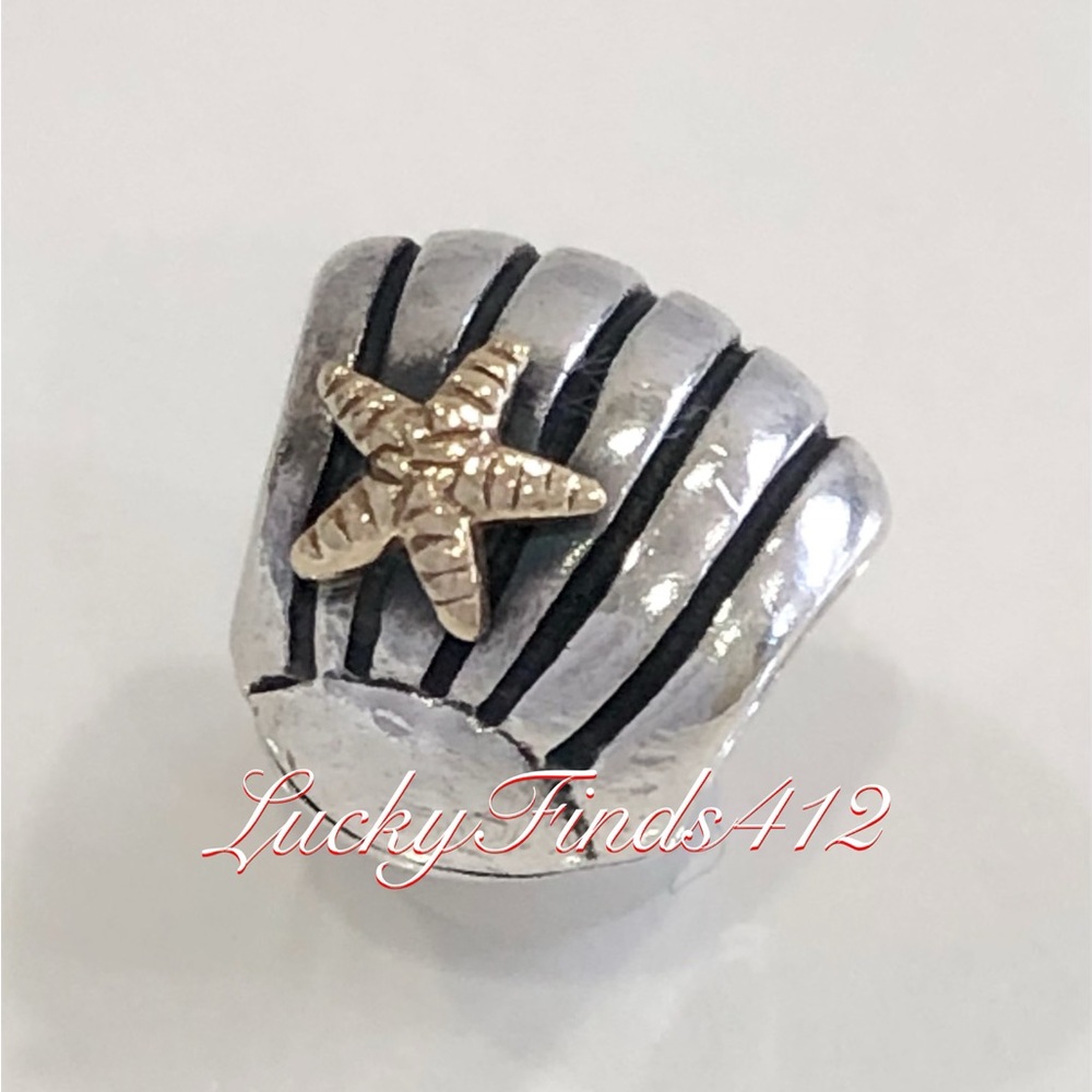 Authentic Pandora Seashell Charm Two Tome Retired Pandora Charm